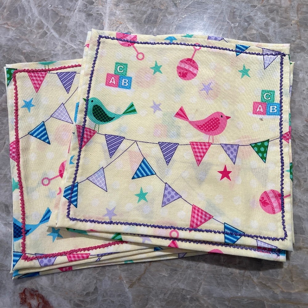 Set of 8 Cloth Napkins, 8.5", "My Little Precious" print, Baby shower, New Baby